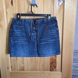 VTG BONGO Laced Fly Denim Mini Skirt Juniors 7 Boho Y2K Style